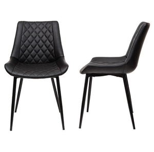 เก้าอี้รับประทานอาหารแบบเรียบง่ายสีดำลายอุ้งเท้าโลหะ PU ดีไซน์ทันสมัยสำหรับห้องนั่งเล่น - Product Image 2