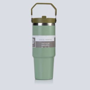 Gobelet de voyage pour voiture avec poignée, 20oz 30oz, tasse isotherme à double paroi avec couvercle et paille, antidérapant pour les trajets quotidiens - Product Image 5