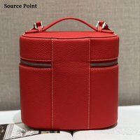 Boîte à cosmétiques multifonctionnelle en cuir de vachette grainé de qualité supérieure, pour voyage unisexe, sac de maquillage portable, boîte de rangement pour cosmétiques