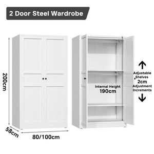Armario de Acero Reforzado de Gran Capacidad, Armario Metálico Ajustable <span class=keywords><strong>para</strong></span> <span class=keywords><strong>Dormitorio</strong></span> - Product Image 3