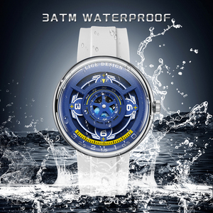 <span class=keywords><strong>Montre</strong></span> LIGE LG89285 Créativité pour Homme, <span class=keywords><strong>Cadran</strong></span> 44mm Sans Aiguilles, Silicone Bleu, Terre Rotative, Étanche, Aiguilles Lumineuses + Boîte Cadeau - Product Image 4