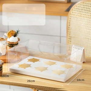 Quality Certification Cupcake Packaging <b>Box</b> 2/4/6/12 Cupcakes Muffin Cups Tarts With Transparent Window Baking Cake <b>Packing</b> <b>Box</b> - Product Image 2