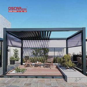 Auvent de terrasse rétractable en aluminium noir imperméable <span class=keywords><strong>4x3</strong></span>, revêtement en poudre, pour <span class=keywords><strong>jardin</strong></span>, terrasse, pique-nique, pergola - Product Image 1