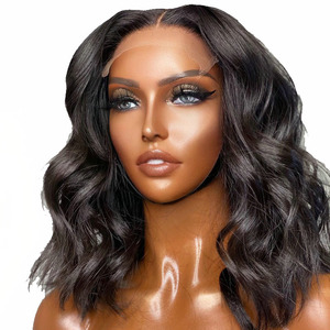 La migliore vendita prezzo molto economico nero 13x6 pizzo frontale stile corto Bob parrucche dei <span class=keywords><strong>capelli</strong></span> umani dell'onda del corpo con i <span class=keywords><strong>capelli</strong></span> del bambino per le donne nere - Product Image 1