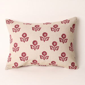 Funda de cojín cuadrada de lino y algodón con estampado floral rojo, funda de almohada de estilo nórdico, decoración del hogar - Product Image 4
