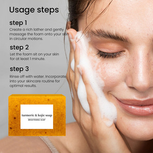 Jabón de cúrcuma con ácido kójico, ácido hialurónico y colágeno para una limpieza suave, iluminadora e hidratante del rostro, ideal para un tono de piel uniforme. - Product Image 3