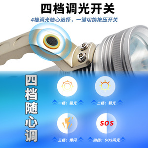 ไฟฉาย LED ชาร์จไฟได้ Jujingyang 10W ตัวเรือนอลูมิเนียมอัลลอย ปรับความสว่างได้ เหมาะสำหรับตั้งแคมป์กลางแจ้ง ใช้ในกรณีฉุกเฉิน กันน้ำ - Product Image 4
