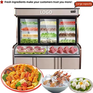 Vitrine Réfrigérée pour Hot Pot, 3 Zones Tempérées, Table de Bar Commerciale Malatang <span class=keywords><strong>avec</strong></span> Congélateur et Réfrigérateur pour Présentation d'Ingrédients - Product Image 2