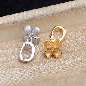 Pendentif en argent sterling 925 avec fermoir en forme de grain de melon, perle plate universelle, boucle de collier, disque de perle plate 12-13, 5695, accessoires de bijouterie - Product Image 2