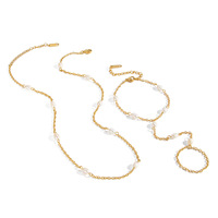 Ensemble de bijoux élégants pour femmes, collier à chaîne fine avec perles esthétiques de qualité supérieure, bracelet à chaîne pour doigt, TGXL14176