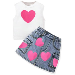 Ensemble <span class=keywords><strong>jupe</strong></span> en <span class=keywords><strong>jean</strong></span> pour petites filles, ensemble décontracté pour enfants avec un joli débardeur, tenue d'été pour bébé avec <span class=keywords><strong>jupe</strong></span> en <span class=keywords><strong>jean</strong></span> pour petites filles - Product Image 5
