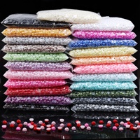 Perles multicolores en plastique peintes à la main, imitation perle de luxe, écologiques, à fond plat, pour la décoration DIY européenne et américaine