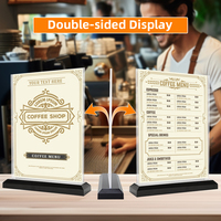 Présentoir vertical en forme de T porte-panneau transparent de bureau double face porte-papier porte-menu de table support de signe en plastique