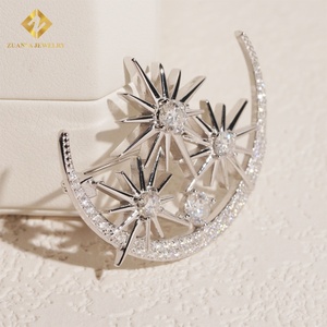 Luxury Moissanite Jewelry Solid 925 Moissanite Iced Out <b>Brooch</b> VVS1 Moissanite Diamond Hip Hop Women Star <b>Brooch</b> - Product Image 4