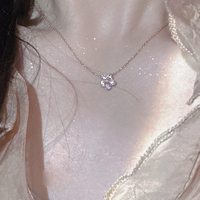 S925 Sterling Silber Roségold Plattiert Zirkon Blumen-Anhänger Halskette für Frauen Einfache Schlüsselbein-Kette Schmuck