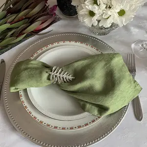 Chất lượng cao tùy chỉnh thanh lịch 100% Linen vải khăn ăn màu rắn bữa ăn tối đám cưới hiện đại tiệc khăn tay