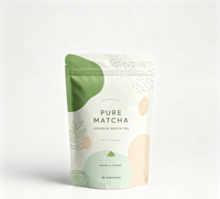 Sachets à fermeture éclair métallisés épais pour poudre de matcha, anti-oxydation, sachets d'emballage personnalisés pour poudre de thé