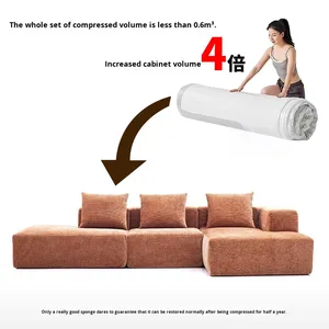 Combinaison modulaire de canapé compressé Compression d'éponge complète Sofa de salon <span class=keywords><strong>en</strong></span> tissu de velours côtelé Meubles compressés - Product Image 3