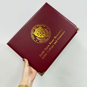 カスタムゴールド大学ポートディプロマフレームカバーベルベットA5 A4証明書ホルダー感謝状・感謝証明書ホルダー - Product Image 1