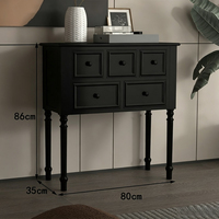Console vintage style farmhouse à 5 tiroirs, meuble d'entrée en bois, buffet de rangement pour salon, table d'appoint pour couloir