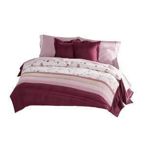 Edredón Doble Debora con 2 Almohadas de Competición, Estilo Clásico a Rayas, Ropa de Cama para Toda Temporada - Product Image 1