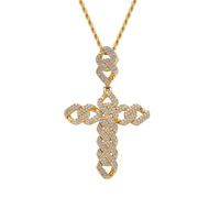 Collier pendentif croix en diamant glacé CZ Pave, bijoux Hip Hop Streetwear