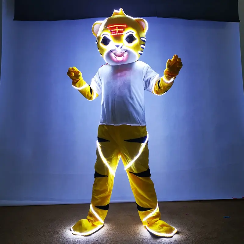 Adult Full Body Jumpsuit Cosplay LED Chinese Zodiac Light Up Fancy Animal Costume with Remote Control Performance Wear for Party