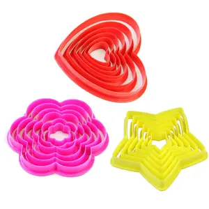 6-mảnh hoa trái tim sao Cookie cutter nhựa Biscuit khuôn đa chức năng Pastry Khuôn nướng Cutter