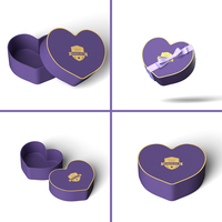 Boîte à chocolat de luxe personnalisée en forme de cœur violet rigide, écologique, avec logo sur mesure, échantillon gratuit pour les aliments