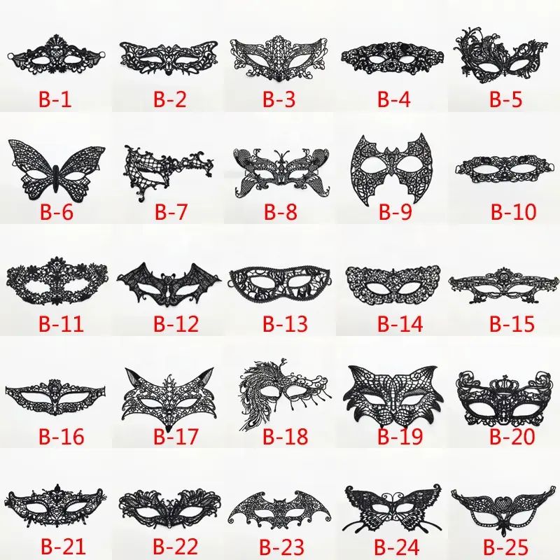 Agente de dropshipping Cool Sexy Black Lace Carnival Halloween Masquerade Mask Ball Party Half Face Lace Mask para mujeres