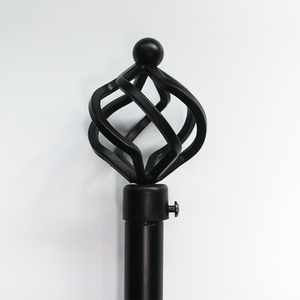 专业生产可调节耐用金属鸟笼式现代设计窗帘杆套装，带扭纹饰头 - Product Image 4