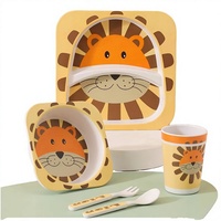 STOCK DISPONIBLE Ensemble de vaisselle pour enfants en mélamine et fibre de bambou, design de dessin animé, assiette et bol pour enfants
