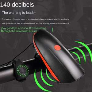 NIACONN Lampe étanche pour bicyclette Phare LED à grand lumen Klaxon à décibels Lampe de poche à batterie au lithium pour conduite de nuit ABS pour l'extérieur - Product Image 3