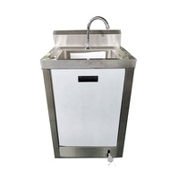 Wastafel Tangan Kecil Guanbai Stainless Steel, Berdiri Sendiri, Dioperasikan dengan Pedal Kaki, Lapisan Pembersih Otomatis, Tahan Korosi, untuk Luar Ruangan