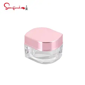 Unique 15g Customized Empty Pink Clear Plastic Jars Cosmetic Plastic Packaging Acrylic Container Cream Jar