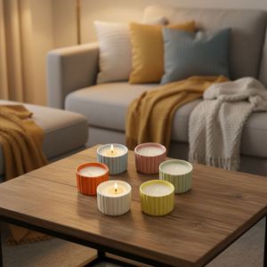 Macaron Color Ribbed Ceramic Tealight Holder Mini <b>Candle</b> Jar for Wedding Party Favor Home Decor Aromatherapy Promotional Gift - Product Image 6