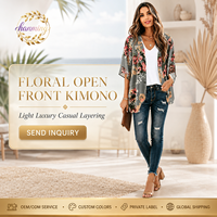 Blus Wanita Bermotif Bunga dengan Manset Keren dan Mengembang, Atasan Longgar Cocok untuk Musim Panas