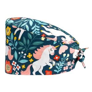 Gorro Quirúrgico Ajustable con Botón y Banda Absorbente, Gorros de Trabajo de Enfermería Estampados para Mujeres y Hombres, Cubiertas de Cabello Elásticas Multicolores - Product Image 2