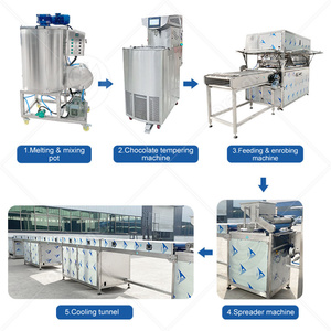 Chaîne de production ORME pour l'enrobage <span class=keywords><strong>au</strong></span> <span class=keywords><strong>chocolat</strong></span> des donuts, croissants, biscuits <span class=keywords><strong>et</strong></span> gâteaux, avec tunnel de refroidissement - Product Image 2