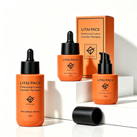 Nouvel ensemble de flacons pulvérisateurs ronds à épaules plates pour soins de la peau, ensemble d'emballages de crème corporelle orange mat, flacons et pots cosmétiques en verre