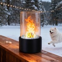 Cheminée de table extérieure moderne - Mini foyer résistant aux intempéries avec combustible à l'éthanol pour le chauffage de la terrasse, du jardin et du patio