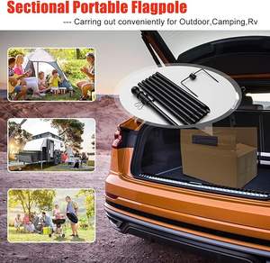 9,5 футов без запутывания сверхпрочный черный наземный флагшток 3x5 с вышитым американским флагом, набор для защиты от наконечника, портативный отдельно стоящий - Product Image 5