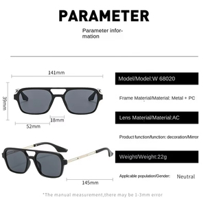 Gafas de Sol Rectangulares Vintage 2025, Doble Barra, Huecas, con Logotipo Personalizado, Modernas y con Personalidad - Product Image 3