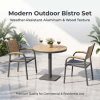 Table de patio extérieure moderne et commerciale, structure en alliage d'aluminium, plateau en WPC imperméable, ensemble de meubles de jardin