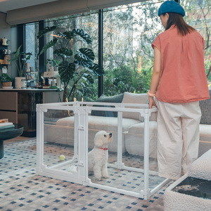 Parc de jeu pour chien en plastique transparent, clôture modulaire pliable moderne pour chiot, <span class=keywords><strong>chat</strong></span>, lapin, enclos sécurisé pour intérieur - Product Image 2