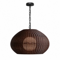 Lampe suspendue en rotin tressé en gros, étanche IP55 pour extérieur, lustre LED en rotin pour villa, cour, porche, pavillon