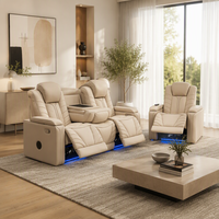 Echtes Leder Massage-Relaxsofa Sektional Ausgestattet mit LED-Beleuchtung Luxuriöses Komfortdesign für Hochwertige Familienwohnzimmer