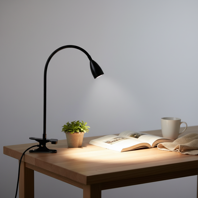 USB Powered LED Clip Lamp 5W Adjustable Brightness Book Light with 380mm Bendable Neck 1.5M Cable for Home Office Dormitory