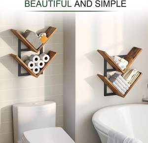 Étagère murale en bois double couche en forme d'arbre, petite étagère en bois naturel, organisateur de rangement suspendu, maison moderne - Product Image 4