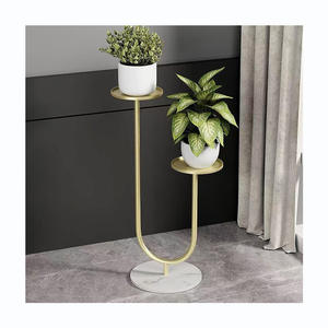 Pulver beschichteter Metall pflanzenst änder Moderner Möbelstil <span class=keywords><strong>2</strong></span> Ebenen Weiß Indoor Outdoor Home Decor Lager regal Blumen ständer - Product Image 1